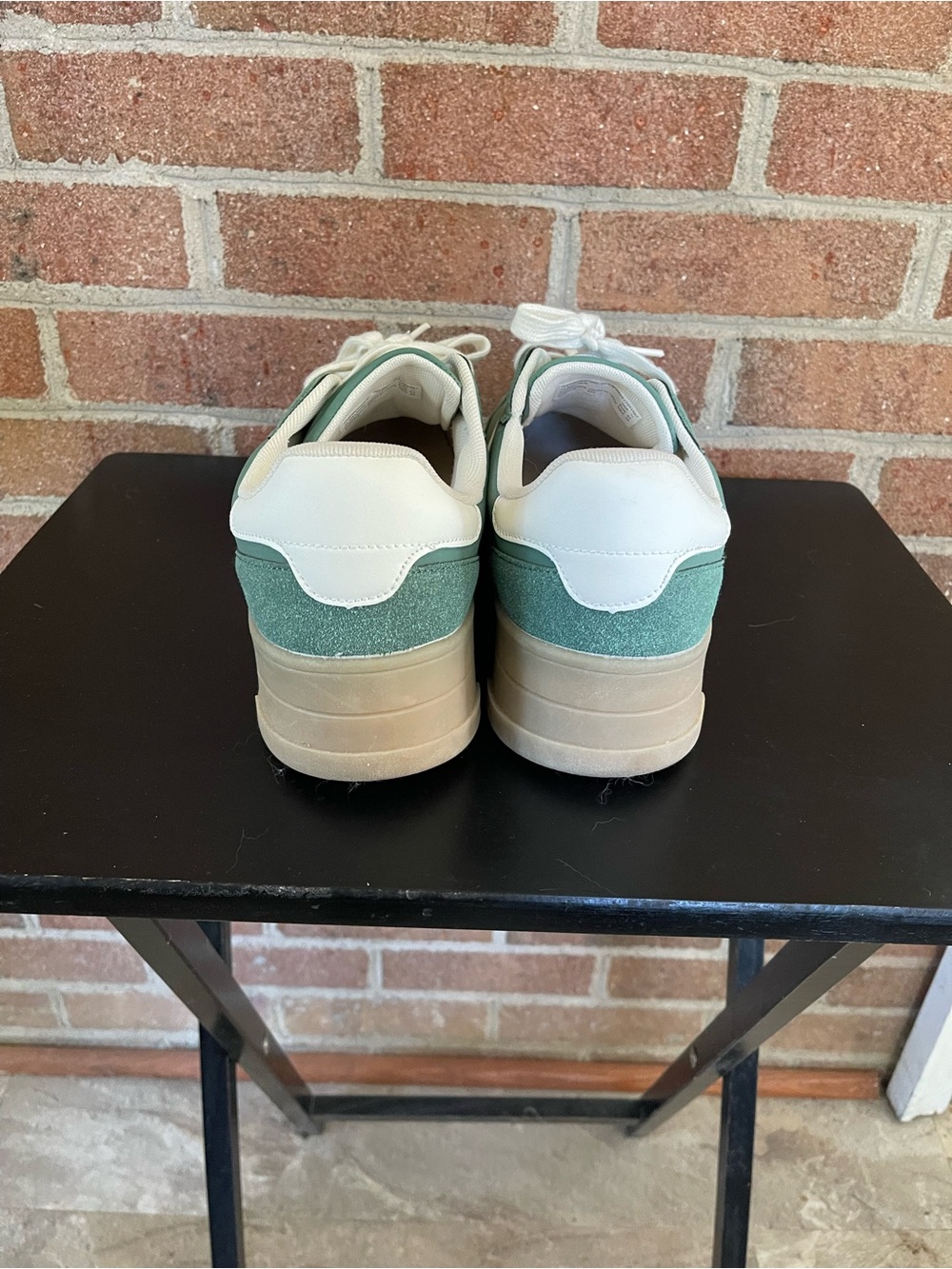 NOBO Platform Sneakers in Sage Green with White Accent - Picture 5 of 6